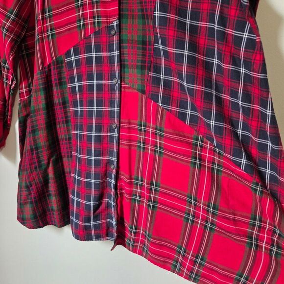 EUC J JILL PLAID BUTTON DOWN LONG LINE SHIRT / SHIRT DRESS SIZE LARGE - Picture 9 of 16